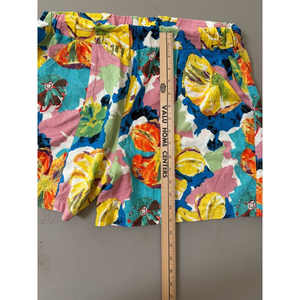 Hester & Orchard Shorts Womens Sz Large Floral Linen Blend Boho Artsy Tropical - Picture 6 of 10